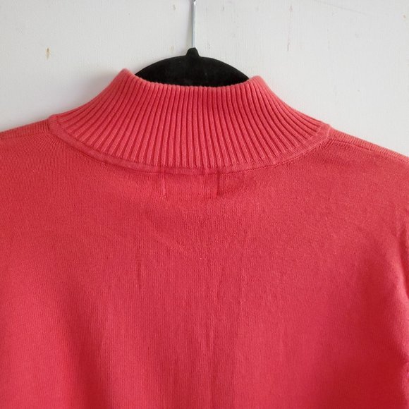 Foxcroft Supima Cotton Half Zip Sweater 2X Coral Orange Mock Neck Pullover Soft - Picture 7 of 12